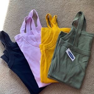 Old Navy Everywear Ribbed Tank. Buy 4 for $20. Black, Green, Yellow, Pink.
